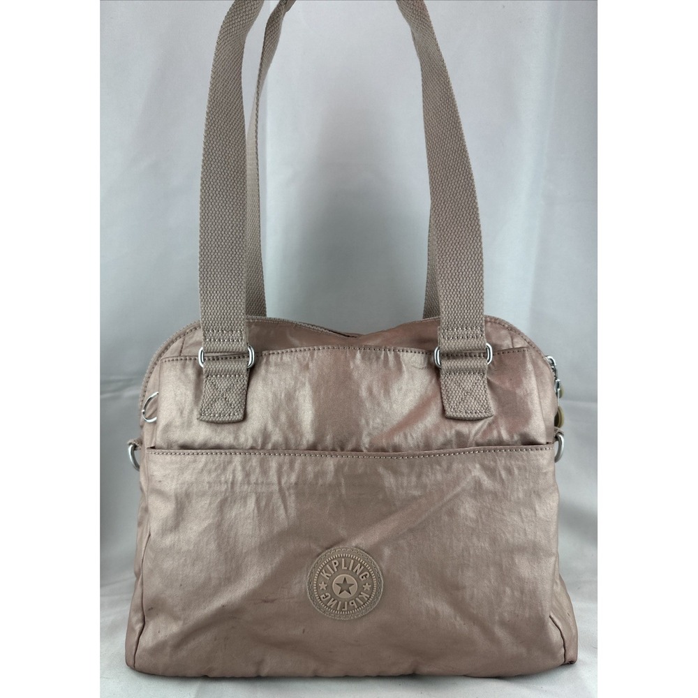 KIPLING Felicity‎ Rose Gold Metallic Pink Purse Top Zipper Key Holder